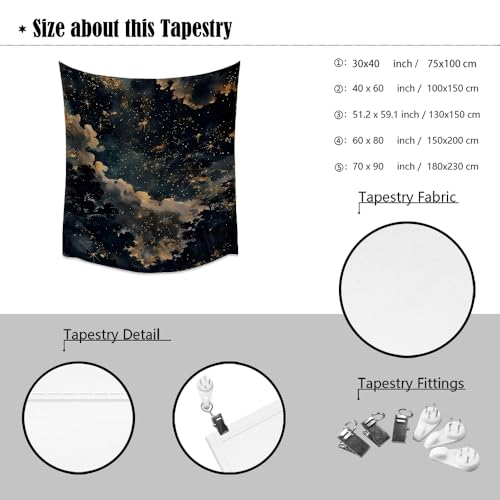 BZWAPQ Fantasy Celestial Aesthetic Vintage Tapestry Dark Academia Astrology Artwork Wall Hanging Decor Maximalist Gothic Starry Print Tapestries for Bedroom Living Room Dorm Wall Decor white30x40inch - color: WMDGTFT-B, size: 40"L x 30"W