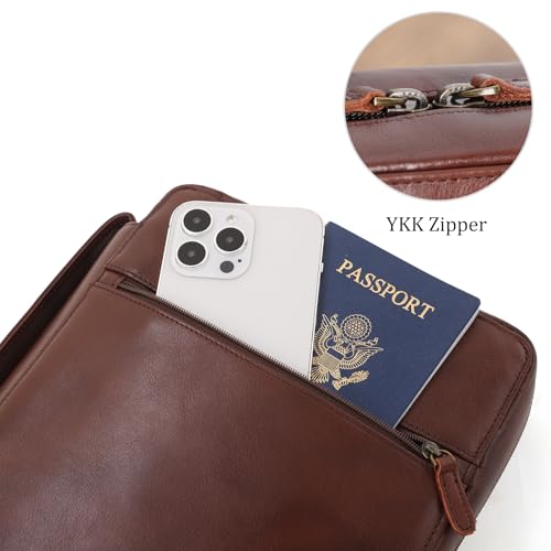 Polare Cowhide Leather Bible Cover Church Bag Bible Protective Book Holder Carrying Case Folder Organizer Portfolio (Coffee) - style: Coffee