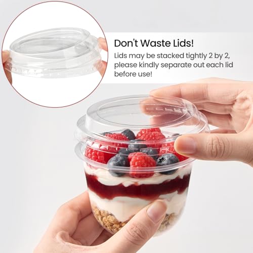9 oz Plastic Dessert Cups with Lids, 50 Sets - size: 9 oz