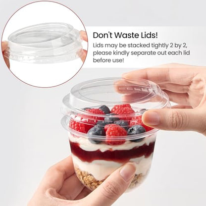 9 oz Plastic Dessert Cups with Lids, 50 Sets - size: 9 oz