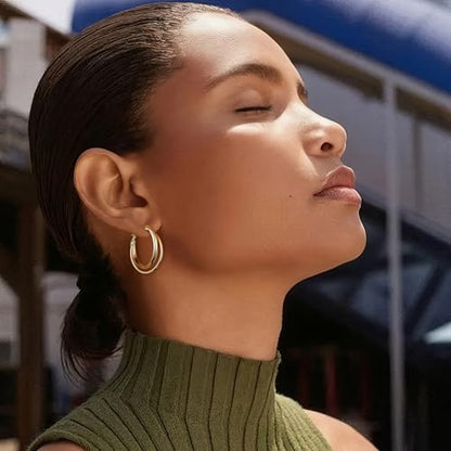 Gacimy Criss Cross Hoop Earrings for Women, 14K Gold Plated Hoops - color: Gold, size: 25mm