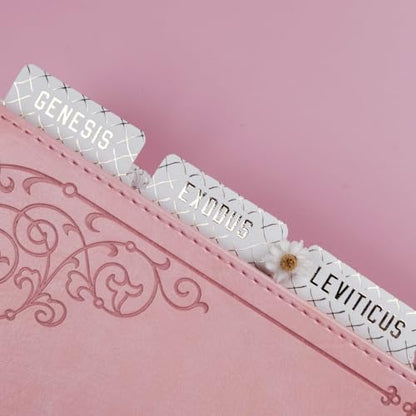 UPAFEXXI-Laminated Bible Tabs, Gold Foil Embossed Lettering(White) - color: White