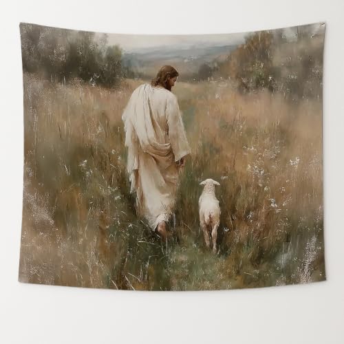 bitCNY Christian Jesus and Lamb Tapestry 50x60, Christian Room Home Decor - color: Jesus and Lamb