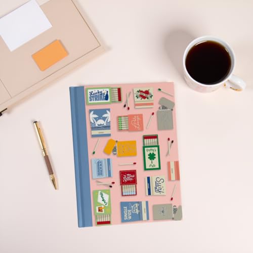 Pearhead Blue Matchbook Hardcover Journal, 6x8 College-Ruled Lined Notebook, 200 Pages, Trendy Writing Journal for Work, School & Everyday Notes - color: Blue Matchbook Collage Journal