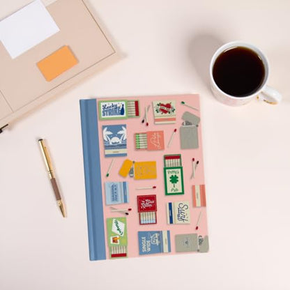 Pearhead Blue Matchbook Hardcover Journal, 6x8 College-Ruled Lined Notebook, 200 Pages, Trendy Writing Journal for Work, School & Everyday Notes - color: Blue Matchbook Collage Journal