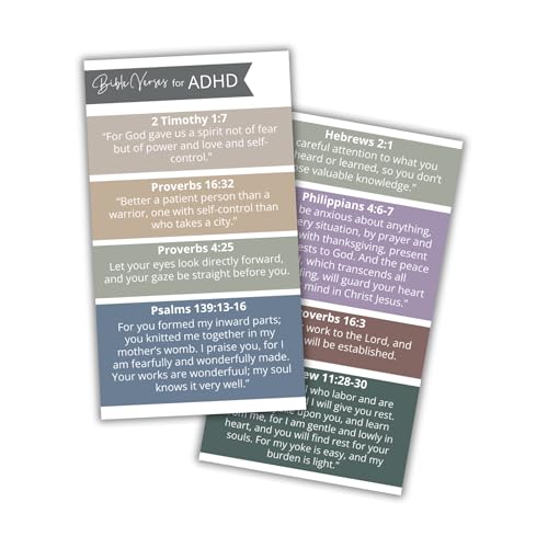 ADHD Bible Verses Wallet Cards 30pk 2x3.5” Handouts Pocket Guide for Dealing with ADD Biblically What Does Scripture Say About Attention Bible Verses