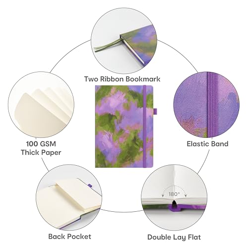 &And Per Se Lined Hardcover Notebook – A5 5.7"x8" College Ruled, 160 Pages, 100gsm Thick Paper – Aesthetic Journal for Women, Gift-Ready Planner, Everyday Writing Notebook (Lavender Grove) - color: i.Lavender Grove, style: Lined with Pattern