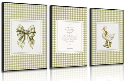 FKRYTYB Sage Green Bow Duck Themed Childrens Room Wall Art Unframed16x24in - color: Duck, size: 24L"X16W"Poster