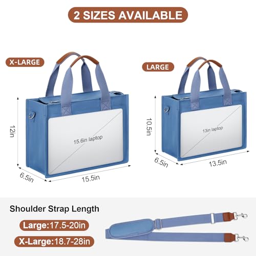 KKXIU Large Canvas Tote Bag for Women with Zipper and Compartments Crossbody Work Bible Messenger Purse Bag With Pockets - color: Blue, size: Large