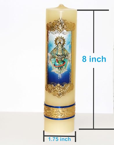 Elegant Our Lady of San Juan de Los Lagos Blessed Virgin Mary Pillar Divine Ciro Candle Paschal Vela Pascual Prayer Communion Baptism Batuizo Devotional Cirio Favor