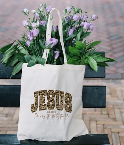 Christian Jesus Inspirational Canvas Tote Bag for Church Baptism - color: Jesus1