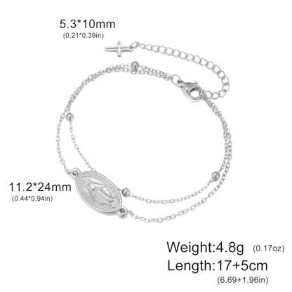 VASSAGO Virgin Mary Bracelet for Women Men Double-Sided Virgen de Guadalupe Rosary Bracelet Medal Handmade Braided Rope Catholic Christian Religious Jewelry Gift - color: Silver 11