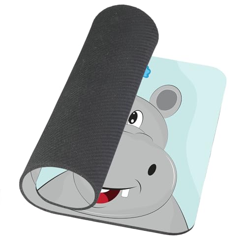 Cute Cartoon Head of Hippo with Small Bird Mouse Pad Non-Slip Rubber Base Gaming MousePads for Computers Laptop Office, 9.5"x7.9"x0.12" Inch(240mm x 200mm x 3mm) - color: WMJ124