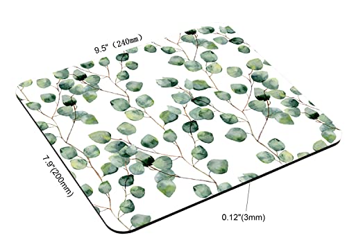 Watercolor Green Floral Leaf Eucalyptus Round Leaves Succulent Mouse Pad for Office Computers&Laptop with Designs Printed, Non-Slip Rubber Base Mousepad Gaming Mouse Pads,9.5x7.9x0.12 Inch - color: TSP234