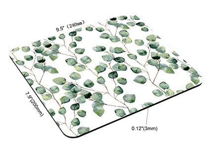 Watercolor Green Floral Leaf Eucalyptus Round Leaves Succulent Mouse Pad for Office Computers&Laptop with Designs Printed, Non-Slip Rubber Base Mousepad Gaming Mouse Pads,9.5x7.9x0.12 Inch - color: TSP234