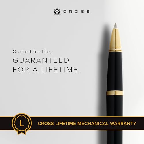 Cross Bailey Light Rollerball Pen, Polished Black & Gold Tone, Black Ink - color: Polished Black
