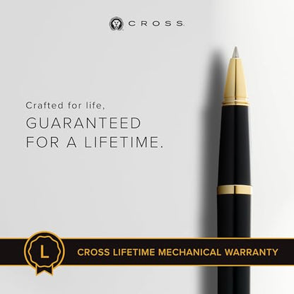 Cross Bailey Light Rollerball Pen, Polished Black & Gold Tone, Black Ink - color: Polished Black