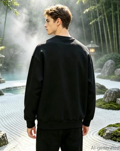 Niepce Inc Men's Embroidered Graphic Crewneck Sweatshirt - color: Black-blue Dragon, size: 3X-Large