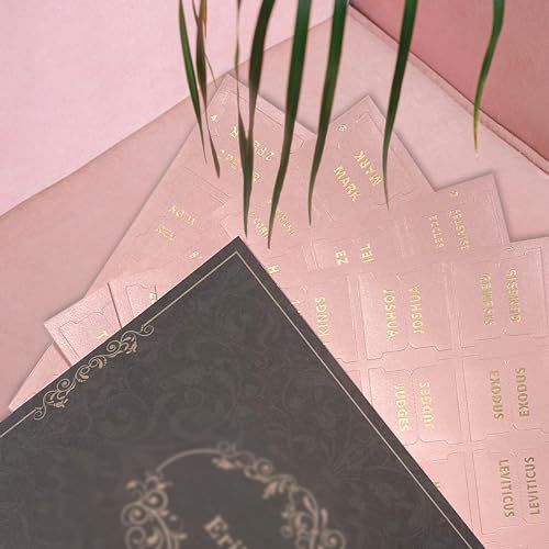 Bible Tabs for Women & Men Pink – 80 Gold Foil (66+14 Blank) - color: Pink