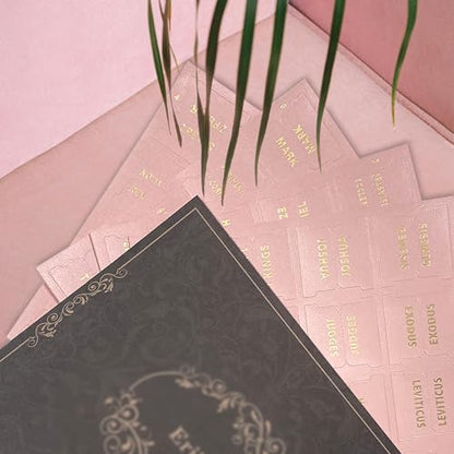 Bible Tabs for Women & Men Pink – 80 Gold Foil (66+14 Blank) - color: Pink