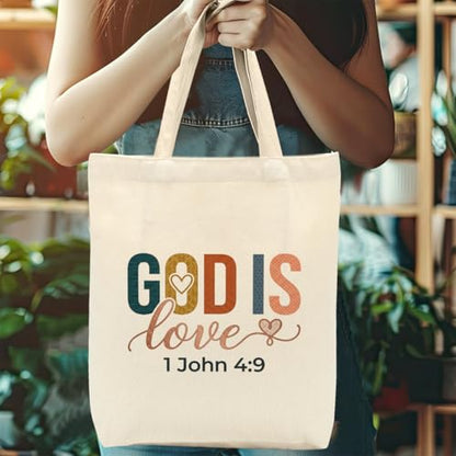 Faith Canvas Tote Bag, Christian Gifts for Women Girls Mom Sister Inspirational Bible Verse Birthday Christmas - color: Colorful Christian 819