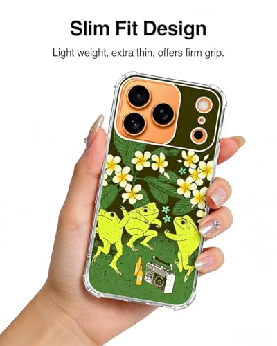Dancing Frogs Phone Case Compatible with iPhone 17 Pro, Hippie Trippy Toad Phone Cover for iPhone 17 Pro - color: Cute Frog