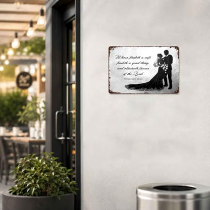 Wedding Couple Bible Verse Metal Sign 8 x 12 Inch