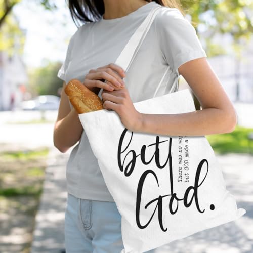 VICBOU Bible Verse Canvas Tote Bag Religious Christian Gifts for Women Men Faith Canvas Tote Reusable Grocery Bag - color: Godmadeaway