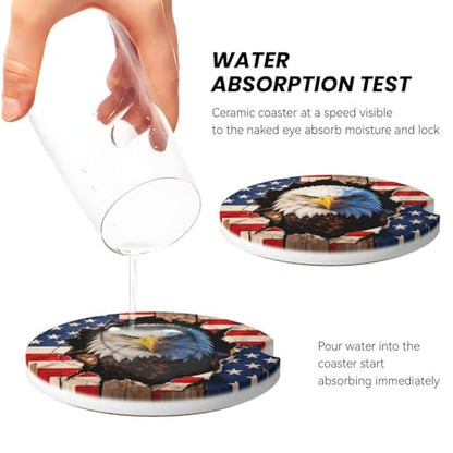 American Flag Car Cup Holder Coasters Absorbent Ceramic Coaster - color: Orange