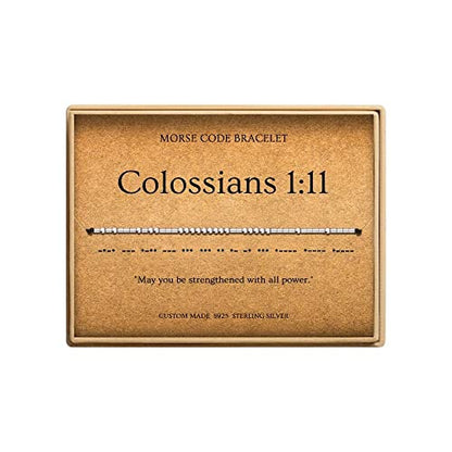 Loved Creations Morse Code Bracelets for Women, Christian Bible Verse Bracelets, Scripture S925 Sterling Silver Inspirational Faith Jewelry, Religious Gifts for Women - color: Colossians 1:11