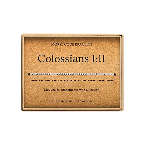Loved Creations Morse Code Bracelets for Women, Christian Bible Verse Bracelets, Scripture S925 Sterling Silver Inspirational Faith Jewelry, Religious Gifts for Women - color: Colossians 1:11