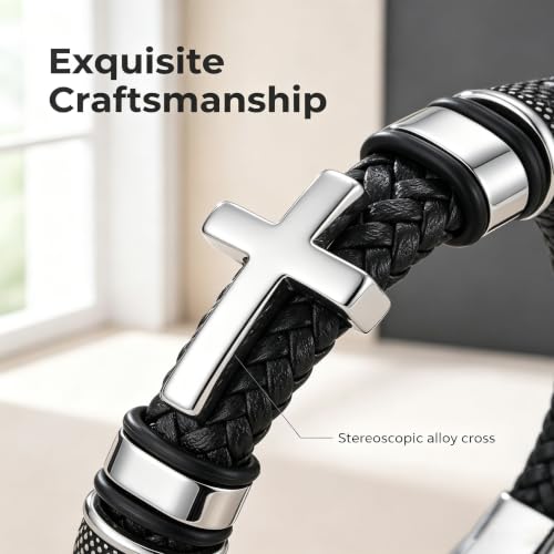 Cross Bracelet,Christian Bracelet for men - color: Silver