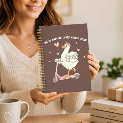 JMICTUB Funny Admin Staff Goose Spiral Notebook 5.5x8.3, Administrator Administrative Assistant Gifts Hardcover Lined Journal - color: Spiral notebook-12