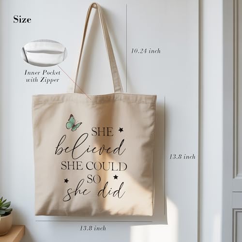 Christian Tote Bag for Women, Church Bible Canvas Bag with Inner Pocket for Churchgoers - color: Brown
