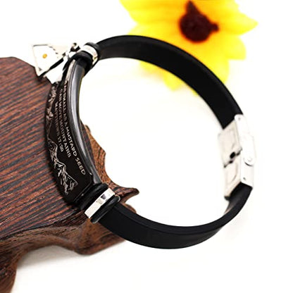 Men's Motivational Black Silicone Bracelet Mountain Mustard Seed Faith Cuff Wristband Bible Verse Quote Jewelry Y2003 (Triangle)