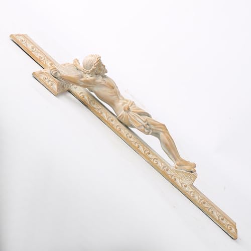 BC Catholic Crucifix Wall Cross, 12" H Jesus Christ Home Decor - color: Wooden