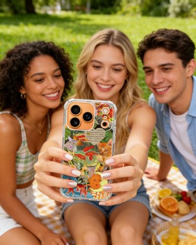 Orange Cat Goldfish Art Phone Case Compatible with iPhone 17 Pro Max, Hippie Funky Phone Cover for iPhone 17 Pro Max - color: Cat and Goldfish
