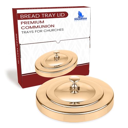 (Bread Tray Lid) Gold Premium Communion Trays for Churches | Stainless Steel Communion Ware Set, Supplies | 40 Cup Tray - color: Bread Tray Lid