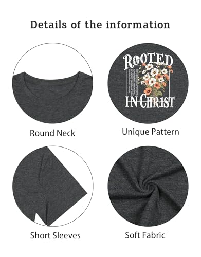 Christian Shirts for Women Jesus Tees Faith Shirts Bible Verse Print Tops - color: Darkgreya, size: Small