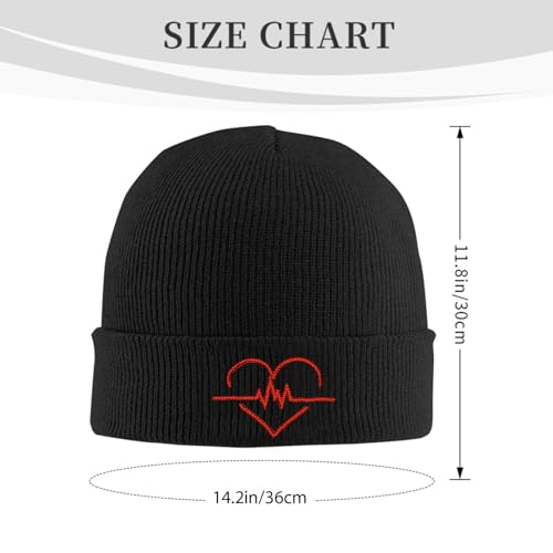 Cat Dad Beanie Hat Winter Cuffed Knit Hat Skull Watch Cap Embroidery Fisherman Beanies for Women Men Unisex - color: Heartbeat
