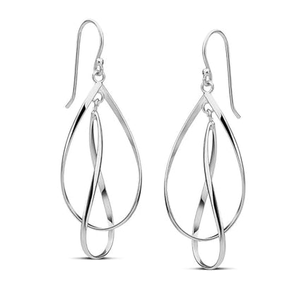 Charmsy 925 Sterling Silver Double Twisted Infinity Dangle Earrings for Women | Linear Marquise Large Loops Classic Infinity Drop Dangle Earrings - color: Linear Twisted
