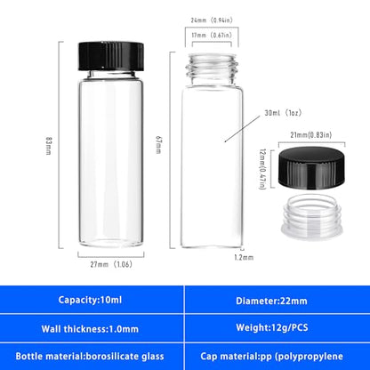 30ml Clear Glass Vials with Screw Caps 10PCS - style: 30ml-10pcs