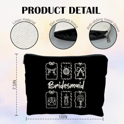 Bridesmaid Bridal Shower Gifts Canvas Makeup Bag for Women Bestie - color: bridesmaid 3