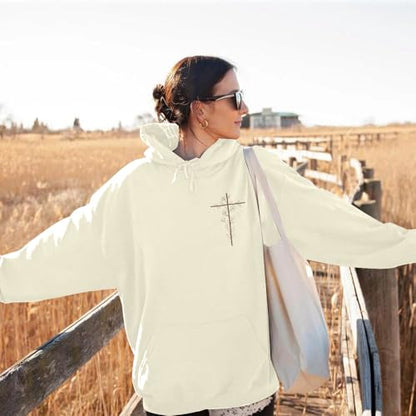 Christian Hoodies Women Jesus Hoodie Embroidered Faith Cross Sweatshirt - color: Apricot, size: X-Large