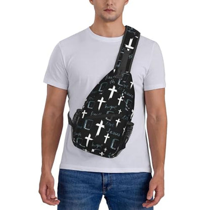 Jesus Christian Cross Crossbody Sling Bag For Women Men Adjustable Chest Bag Cute Shoulder Backpack Daypack For Sport Travel Hiking - color: Jesus Christian Cross 5