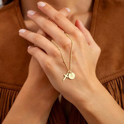 Turandoss Cross Initial Necklaces for Girls, Teen Girl Gifts Trendy Stuff - color: L