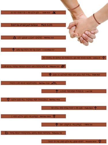 Sureio 15 Pcs Christian Bracelet Scripture Bible Verse Gift - color: Brown