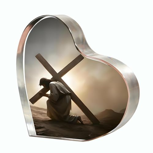 Jesus Carrying Cross Baptism Gifts, Religious Decor 4x4 In Acrylic - color: Jesus-Cross