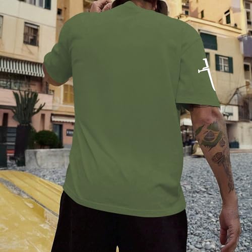 Christian Faith Cross Shirts for Men Jesus God Bible Verse Shirt Religious Inspirational Tshirts Graphic Cotton Tees - color: Army Green, size: Small