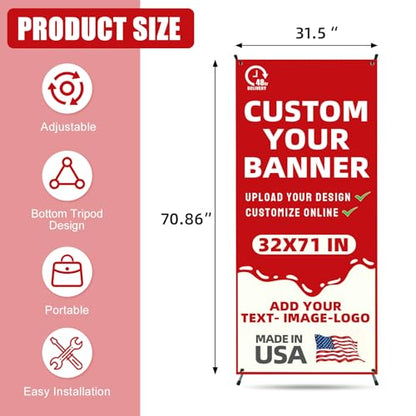 Custom X Banner Stand 32"x71",Portable Retractable Banner with Travel Bag for Advertising,Party,Graduation, Celebration,Exhibition,Outdoor & Indoor Display（only banner）